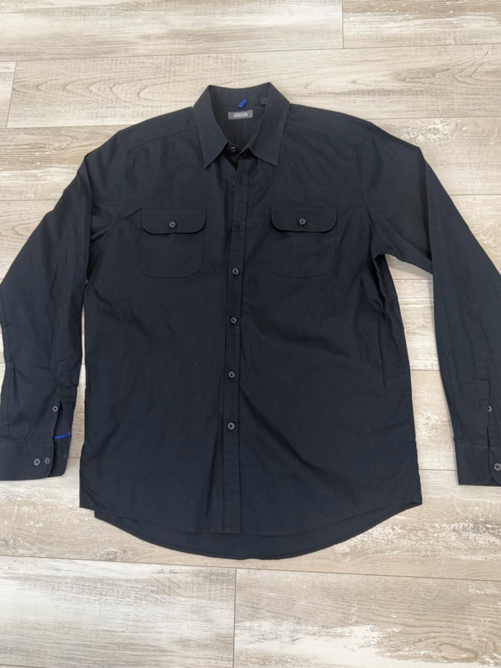 Kenneth Cole Reaction Black Collared Button-Down Shirt